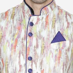 Wintage Men Multicoloured Printed Nehru Jacket image 2