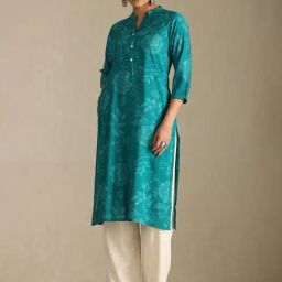 Soch Turquoise Cotton Floral Kurta-34