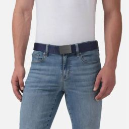 Louis Philippe Navy Textured Casual Belt for Men-picture-19