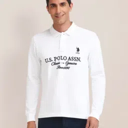 U.S. Polo Assn. White Cotton Slim Fit Printed Polo T-Shirt-picture-28