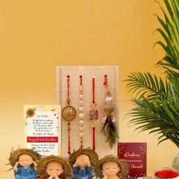 eCraftIndia Assorted Multicolor Rakhi with Laughing Buddha-image-29