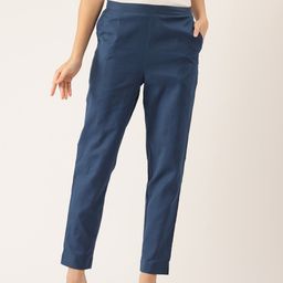 FERANOID Women Original Straight Fit High-Rise Easy Wash Pure Cotton Trousers-image-97