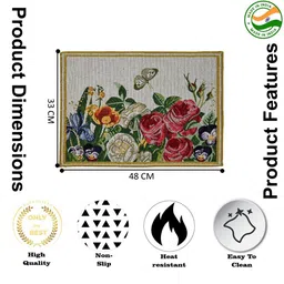 PRAKARTIK Set of 4 Yellow & Green Printed Table Placemats image 3