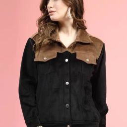 Melon by PlusS Black & Brown Color-Block Jacket-picture-0