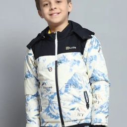 Monte Carlo Boys Printed Navy Blue & White Detachable Hood Full Sleeve Jacket-image-45