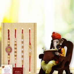 eCraftIndia Assorted Multicolor Rakhi with Ganesha Idol-image-42