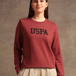 U.S. Polo Assn. Women Typography Printed Round Neck Cotton Pullover Sweatshirt-picture-19