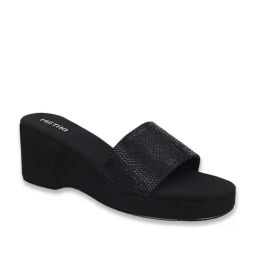 Metro Women's Black Casual Wedges-image-85