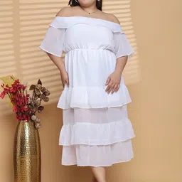 theRebelinme Women Off-Shoulder Plus Size Layered Fit and Flare Midi Dress-picture-7