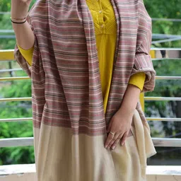 THE SHAWL STUDIO Striped Printed Woollen Shawl-53
