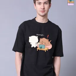 Lazy Lush Unisex Pack of 2 Graphic Printed Pure Cotton Oversized T-shirts-picture-17