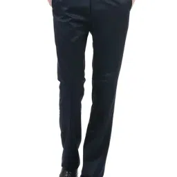 Arrow Navy Flat Front Regular Fit Trousers-picture-14