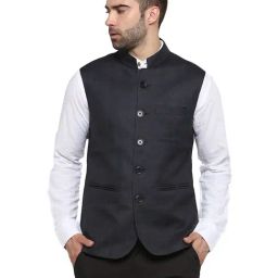 Red Tape Navy Sleeveless Checks Jacket-image-82