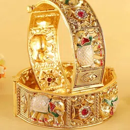 LAVAZZA Set Of 2 Zircon Studded Kada Bangles-30