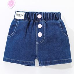 Kookie Kids Denim Washed Shorts Solid - Blue-image-25