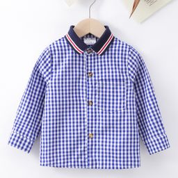 Kookie Kids Full Sleeves Checked Shirts - Blue-image-14