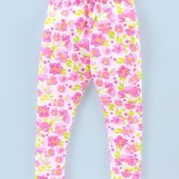 Babyhug Cotton Knit Full Length Leggings Floral Print - White-image-35