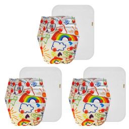 Dumbledo Cloth Diaper Leak Proof Eco-Friendly Reusable Adjustable Free Size Quick Dry Unisex Without Insert Pack of 3 - White-image-54