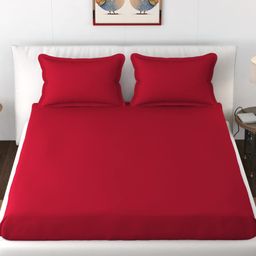 JARS Collections Plain Solid  Double Bedsheet With Two Pillow Covers Made With Pure Microfiber Bedsheet- Maroon-7