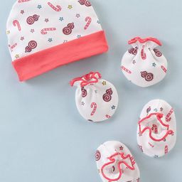Ben Benny Interlock Candies Printed Cap Mitten & Booties Set Pink - Diameter 9 cm-23