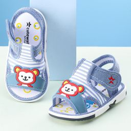 Cute Walk by Babyhug Musical Sandals With Velcro Closure & Teddy Applique - Blue-picture-25