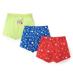 Doodle Poodle 100% Cotton Printed Trunks Pack of 3 - Red Green &  Blue-image-100