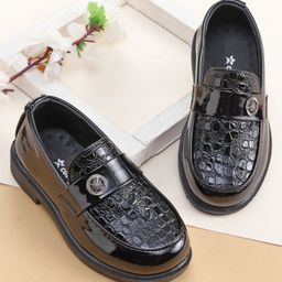 Cute Walk by Babyhug Slip On Formal Shoes- Dark Black-image-60