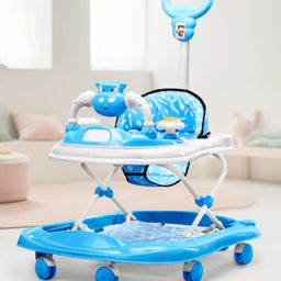Baby Walker with Parental Push Handle- Blue-8