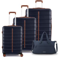 Assembly Polycarbonate Luggage Set Of 3- Hard Cabin Trolley Bag Small (20 inches)|Check-in Trolley (24 inches)|Check-in Trolley Large (28 inches) with Weekender Duffle Bag 35 Liters (Blue) - Odyssey-63