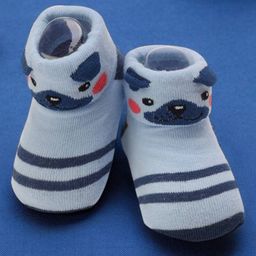 Yellow Bee Cotton Dog Designed Socks - Blue-image-36