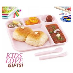 Reliance PLAST Hot Day Set Party Food Thali Dinnerware Divided Plates for Kids - Pink-24