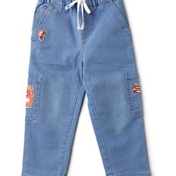 Nautinati Cotton Bear & Car Patch Detailed Jeans - Blue-image-14