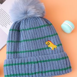 Babyhug Woollen Cap With Dino Embroidery Blue - Diameter 12 cm-picture-22