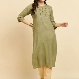 Anouk Rustic Ethnic Motifs Embroidered Thread Work Straight Kurta-19