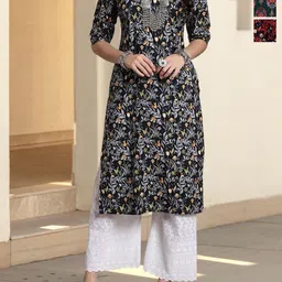 Anouk Rustic Selection Of 3 Floral Printed Round Neck Straight Kurtas-92
