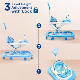 fab n funky Baby Walker with Parental Push Handle- Blue image 4