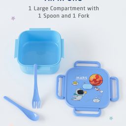ZOE Portable Lunch Box With Spoon and Fork Space Theme Print - Blue image 4
