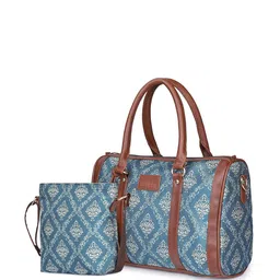 THE CLOWNFISH Printed Oversized Structured Handheld Bag with Tasselled image 2