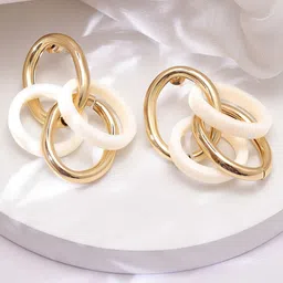 Rubans 18K Gold-Plated Stainless Steel Dual-Tone Circular Earrings-15