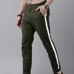 Roadster Men Green Striped Trousers-picture-37
