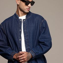 The Roadster Life C. Pure Cotton Bomber Oversized Denim Jacket-picture-52