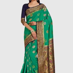 Mimosa Green Woven Sarees With Blouse-picture-36