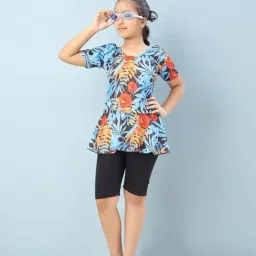Aarika Girls Turquoise Printed Swimsuit-image-59