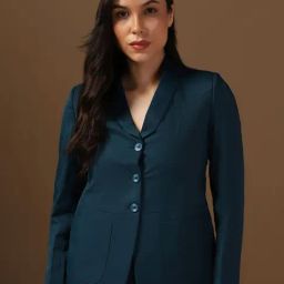 TAHVO Blue Polyviscose Solid Full Sleeves Blazers-image-59