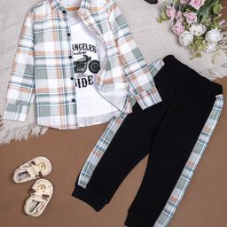 BAESD Boys Checked T-shirt and Shirt-image-98