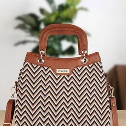 VELUCIA Women Striped Textured Structured Handheld Bag-16