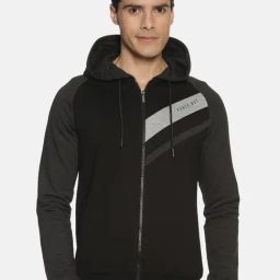 Force NXT Black Cotton Regular fit Solid Hooded Sweatshirt-70