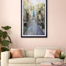 999store Grey & Green Eiffel Tower Printed Canvas Painting-32