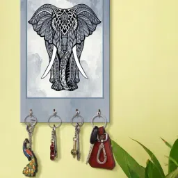 999Store Grey & Black MDF Decorative Wall Mount Key Holder - Set of 1-39