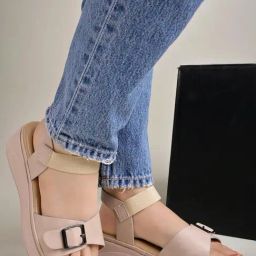 Shoetopia Kids Beige Sling Back Wedges-picture-20
